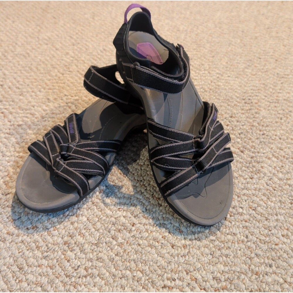 Teva Tirra Sandals Womens 8 Grey Purple Strappy Sport Hiking Trail